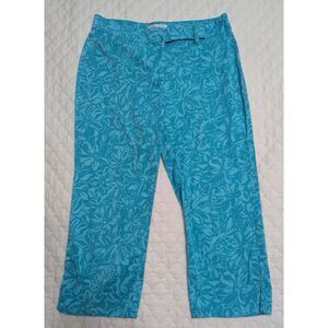 🌸 Worthington Petite Blue Floral Stretch Capri Pants Size 12P